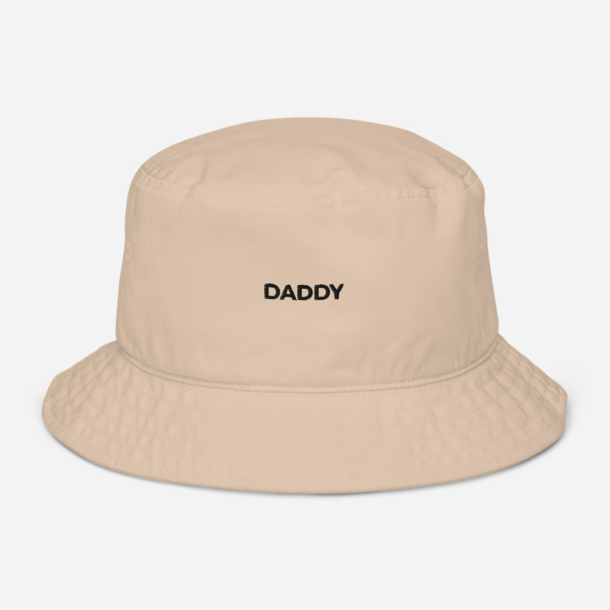 Daddy Bucket Hat organic cotton, front embroidery detail