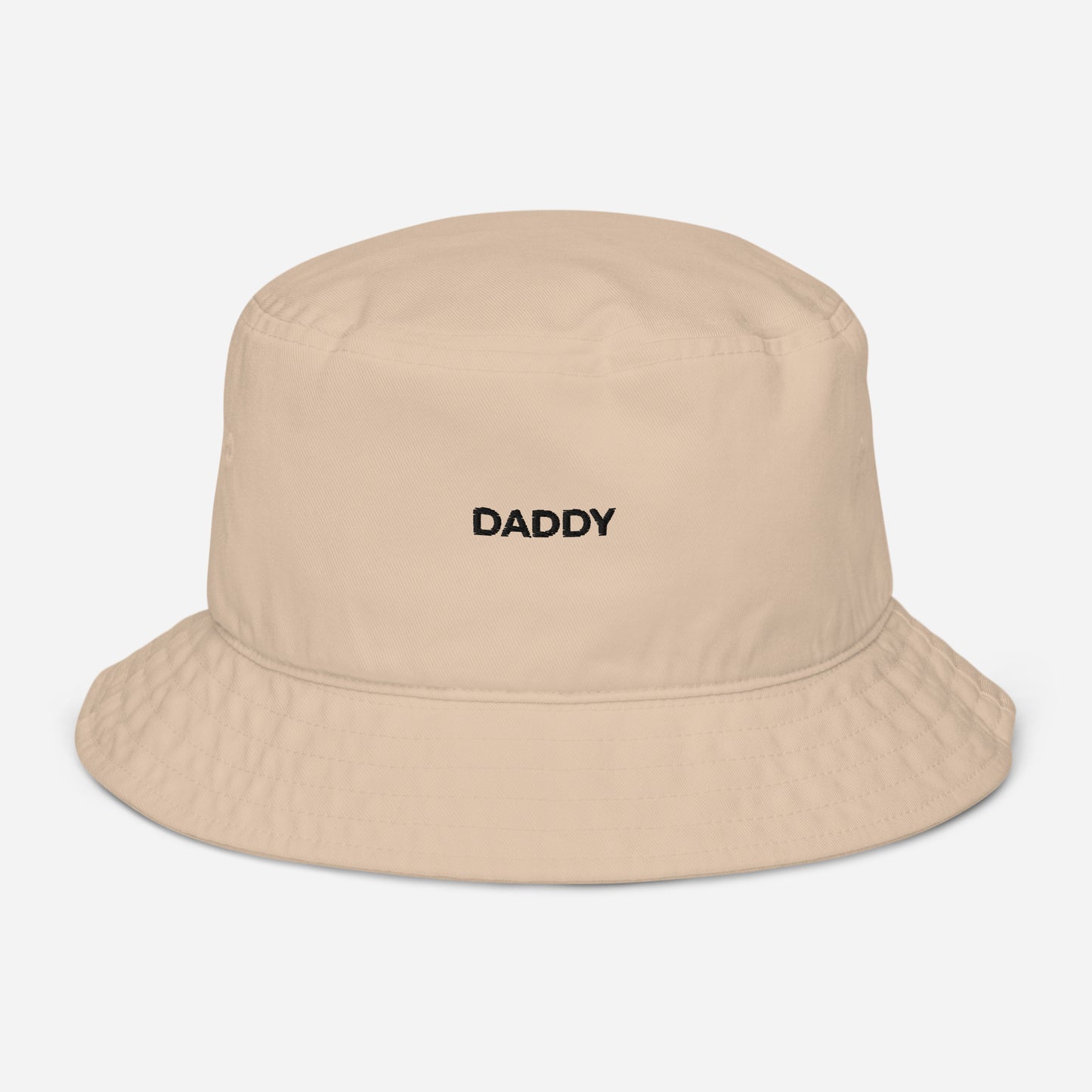 Daddy Bucket Hat organic cotton, front embroidery detail