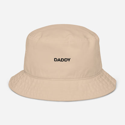 Daddy Bucket Hat organic cotton, front embroidery detail