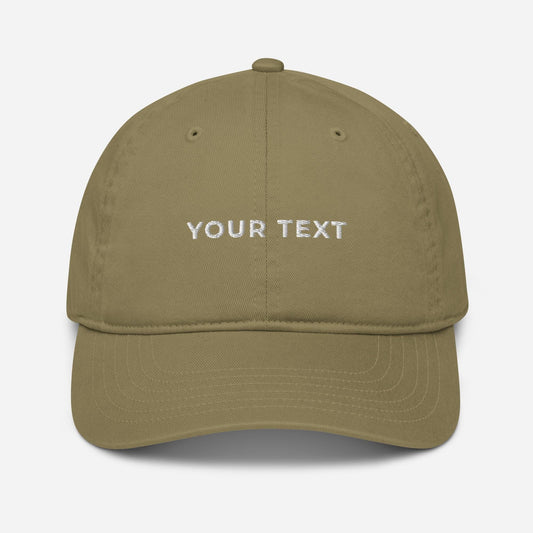 Custom Organic Cotton Hat, Personalized Embroidery